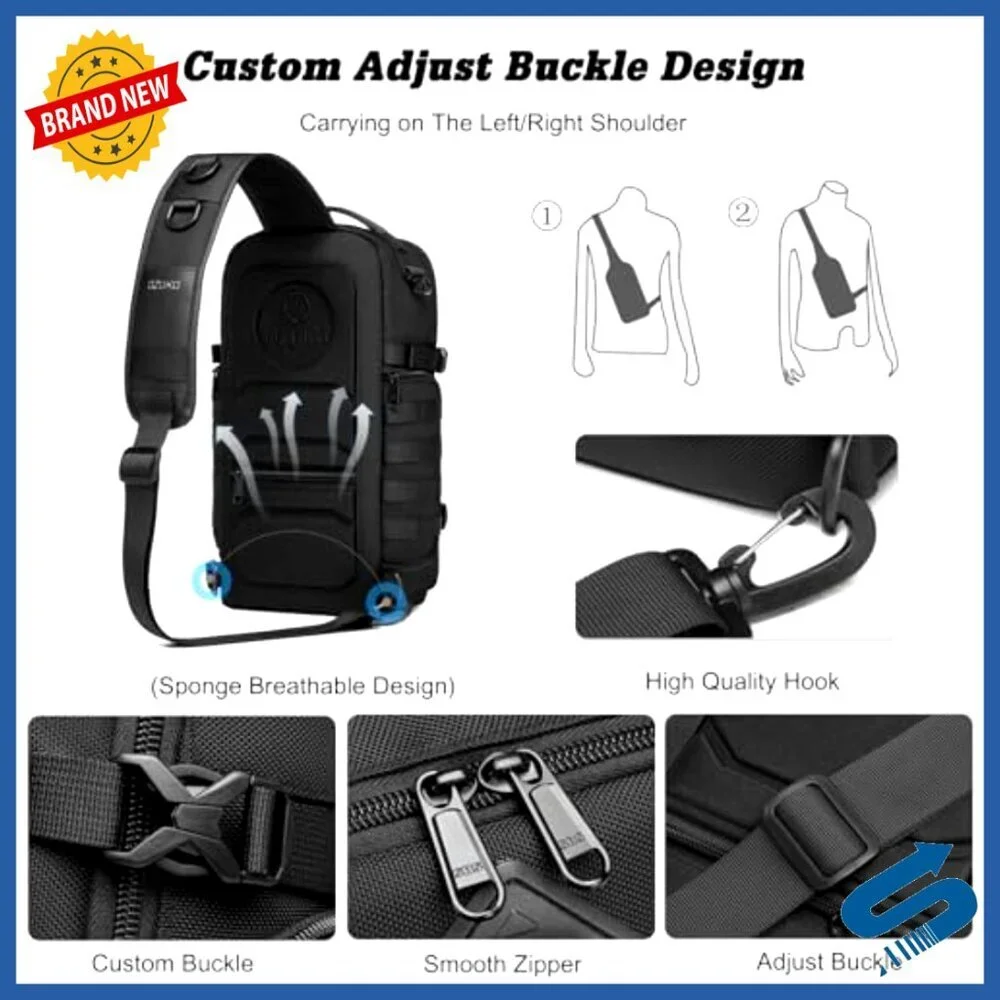 Tactical Sling Backpack with Tripod Holder, Waterproof, Fits 10.5